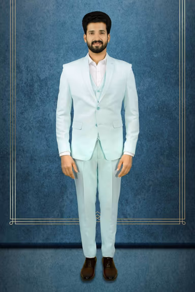 Polyster Powder Blue 3Pc Suit — view 2 of 7