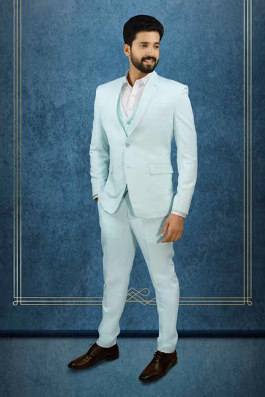 Polyster Powder Blue 3Pc Suit — view 1 of 7
