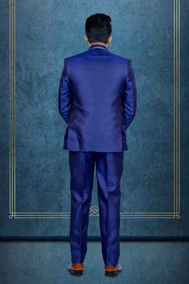 3 Pcs Imported Terry Rayon In Royal Blue 3Pc Suit — view 5 of 6