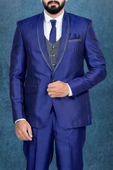 3 Pcs Imported Terry Rayon In Royal Blue 3Pc Suit — view 6 of 6