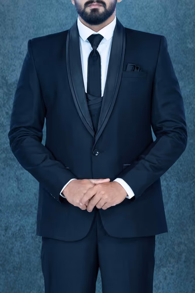 3 Pcs Imported Terry Rayon In Shining Black 3Pc Suit — view 6 of 6