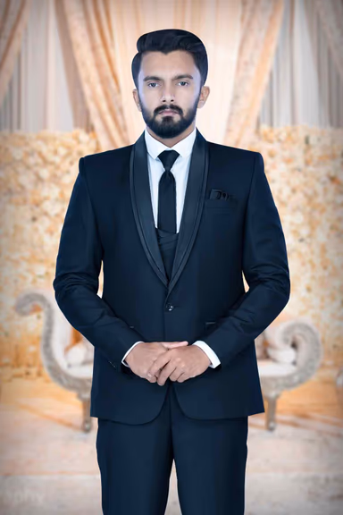 3 Pcs Imported Terry Rayon In Shining Black 3Pc Suit — view 2 of 6