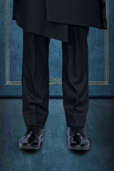 Hand-Stone Suiting Fabric In Black Indowestern — view 3 of 6