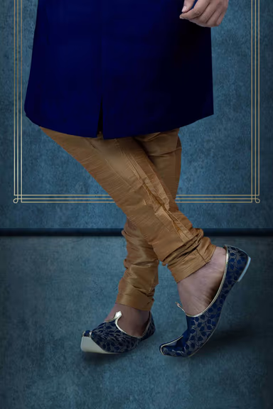 Plain Hem  Imported Terry Rayon In Blue Indowestern — view 4 of 6
