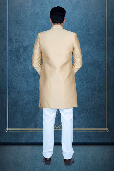 Asymmetrical Cut Imported Terry Rayon In Golden Indowestern — view 5 of 6