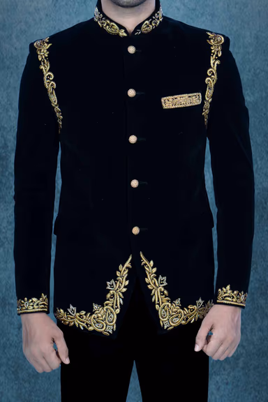 Black Jodhpuri In Thread Using Velvet — view 6 of 6