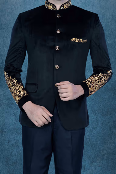Black Jodhpuri In Zardozi Work Using Blended Fabric — view 6 of 6