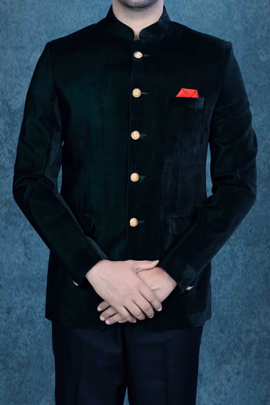 Bottle Green Jodhpuri Using Velvet — view 6 of 6