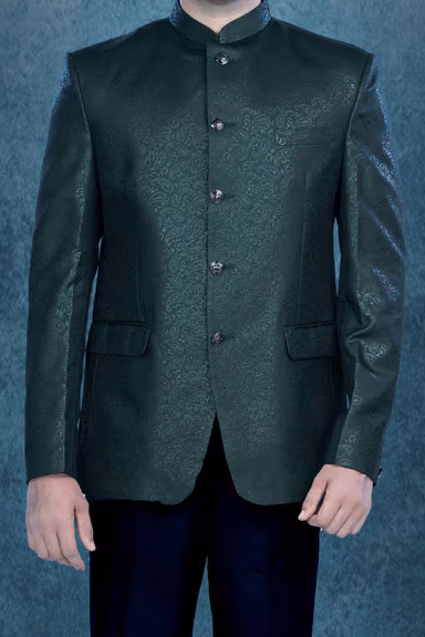 Dark Green Jodhpuri Using Printed Jaquard — view 6 of 6