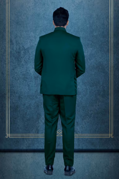Dark Teal Green Jodhpuri Using Terry Ryon — view 5 of 6