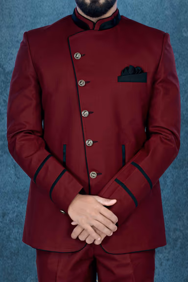 Maroon Jodhpuri Using Suiting Material — view 6 of 6