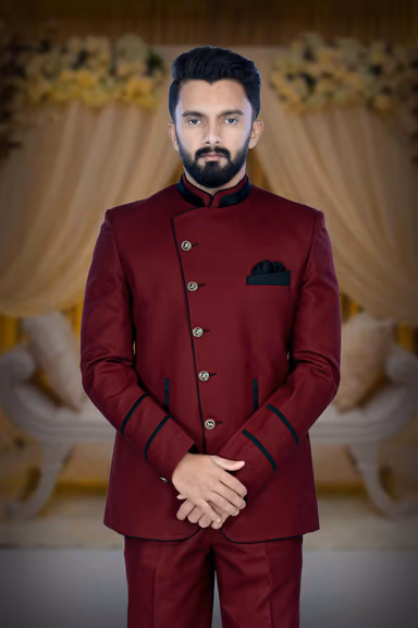 Maroon Jodhpuri Using Suiting Material — view 2 of 6