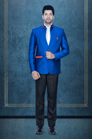 Royal Blue Jodhpuri Using Suiting Material — view 1 of 6