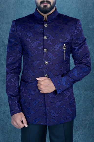 Royal Blue Jodhpuri Suit  Using Imported Synthetic Fabric — view 6 of 6