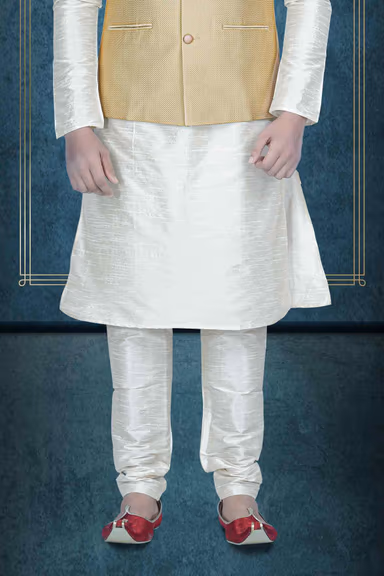 Golden Kurta Pyjama in Blended Fabric — view 2 of 6