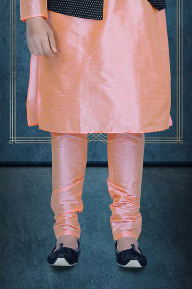 Peach Kurta Pyjama in Blended Fabric — view 2 of 6