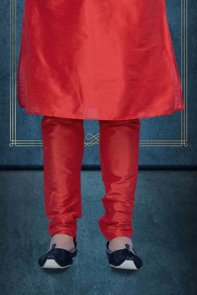 Red Kurta Pyjama in Blended Fabric — view 2 of 6