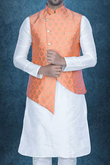 White Kurta Pyjama in Blended Fabric — view 4 of 6