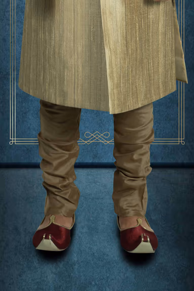 Zardozi And Thread Embroidery Imported Synthetic Fabric Beige Sherwani — view 2 of 6