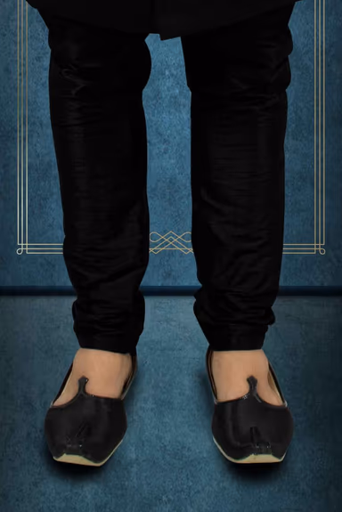 Nawabi Jaquard Black Sherwani — view 3 of 6