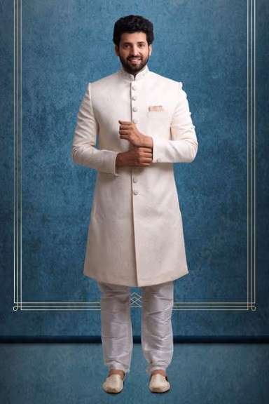 Off-White Graceful  Classic Sherwani — view 1 of 5
