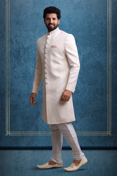 Off-White Graceful  Classic Sherwani — view 5 of 5