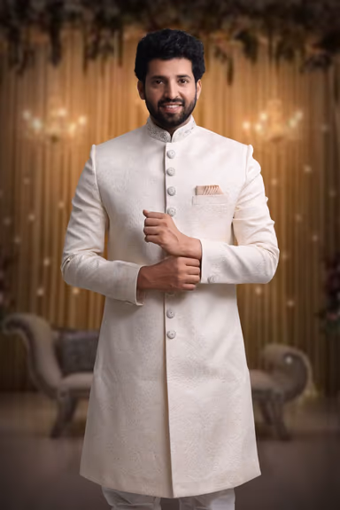 Off-White Graceful  Classic Sherwani — view 2 of 5