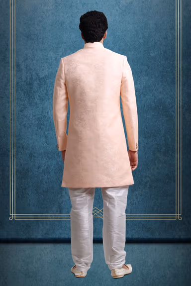 Peach And Gold Majestic Sherwani — view 4 of 6