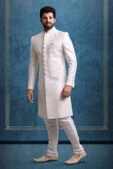 White Splendid Classic Sherwani — view 5 of 5