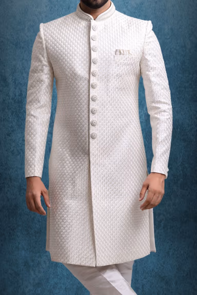 White Splendid Classic Sherwani — view 4 of 5