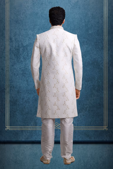 White And Gold Sumptuous Classic Sherwani — view 4 of 6
