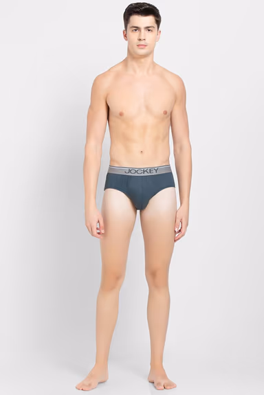Men's Super Combed Cotton Solid Brief with Ultra soft Waistband - Deep Slate — view 4 of 6