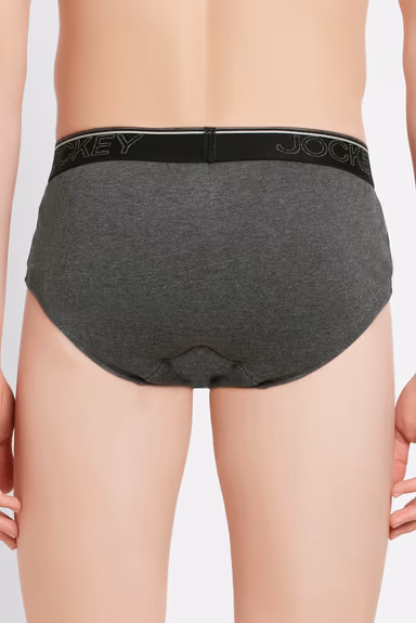 Men's Super Combed Cotton Solid Brief with Ultra soft Waistband - Navy-Charcoal Mel — view 5 of 6
