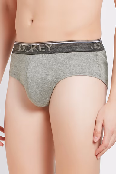 Men's Super Combed Cotton Solid Brief with Ultra soft Waistband - Grey Mel — view 6 of 7