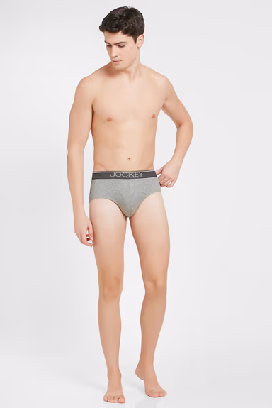 Men's Super Combed Cotton Solid Brief with Ultra soft Waistband - Grey Mel — view 4 of 7
