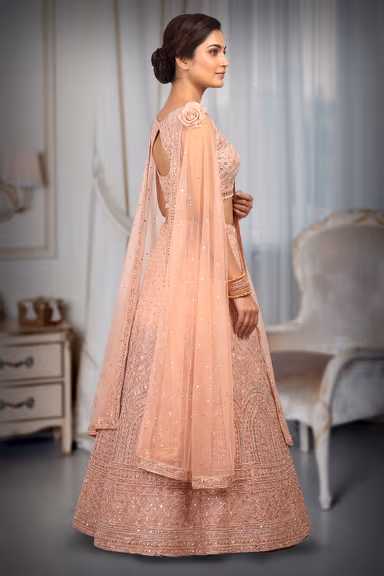 Baby Pink Omber Shaded Indo Western Lehenga — view 3 of 3