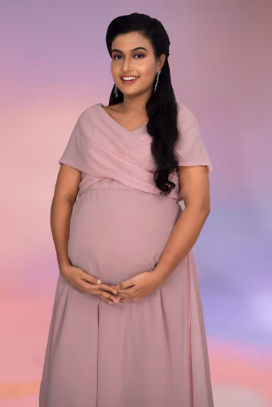 Baby pink overlap A-Line gown — view 4 of 5