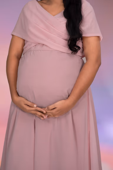 Baby pink overlap A-Line gown — view 5 of 5