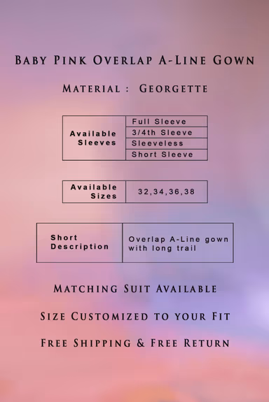 Baby pink overlap A-Line gown — view 3 of 5