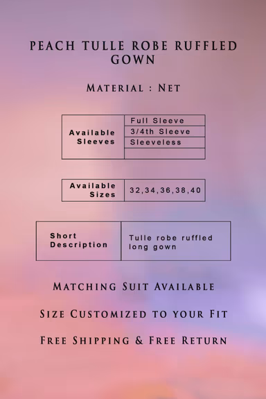 Peach tulle robe ruffled gown — view 3 of 6