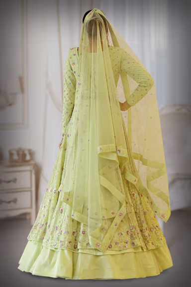 Pastel Green  sequins work Jacket and Lehenga — view 5 of 5