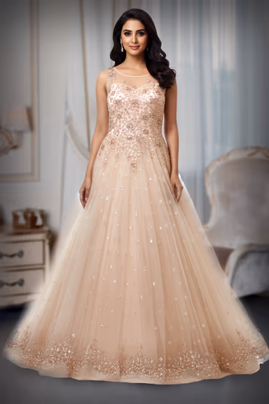 White Bridal Gown With Heavy Lacework Details On Front Yoke — view 2 of 2