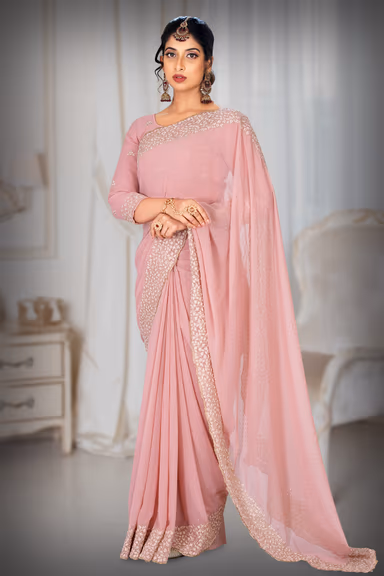 Mauve Pink Silk  Saree — view 2 of 6