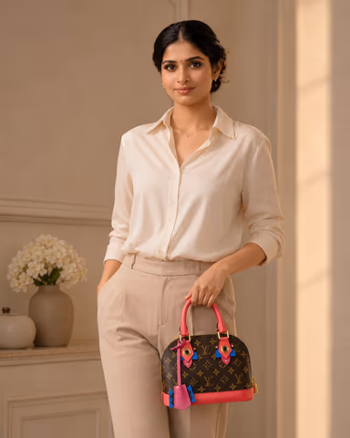 Louis Vuitton Alma BB Totem Monogram Canvas Satchel Bag Flamingo — view 3 of 10