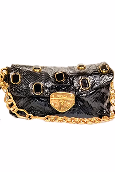Prada  Crystal Gold-Embellished Noir Clutch Shoulder Bag — view 5 of 7