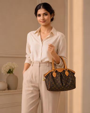 Tivoli PM Monogram Canvas Satchel Bag Brown — view 4 of 8