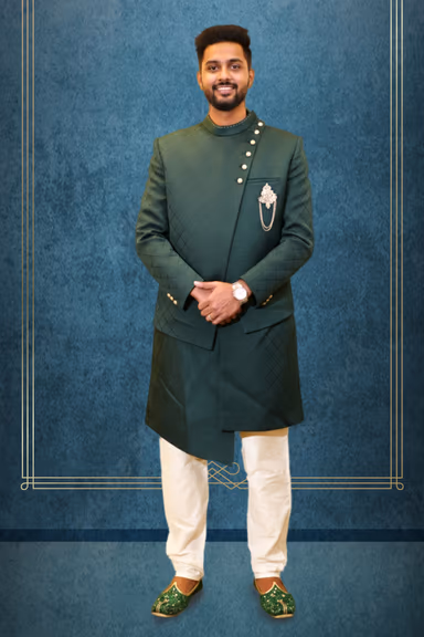 Asymmetric Bandhgala Jodhpuri Suit — view 1 of 2