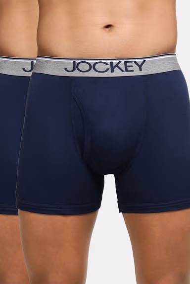 Men's Super Combed Cotton Rib Solid Boxer Brief with Ultra soft Waistband - Deep Navy — view 2 of 6