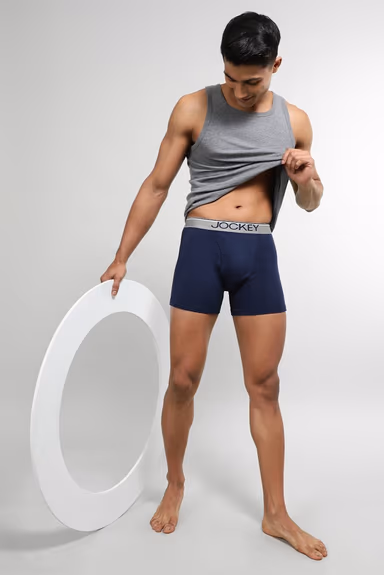 Men's Super Combed Cotton Rib Solid Boxer Brief with Ultra soft Waistband - Deep Navy — view 3 of 6