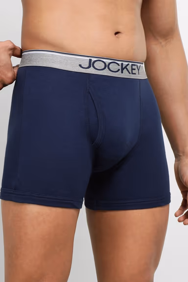 Men's Super Combed Cotton Rib Solid Boxer Brief with Ultra soft Waistband - Deep Navy — view 4 of 6